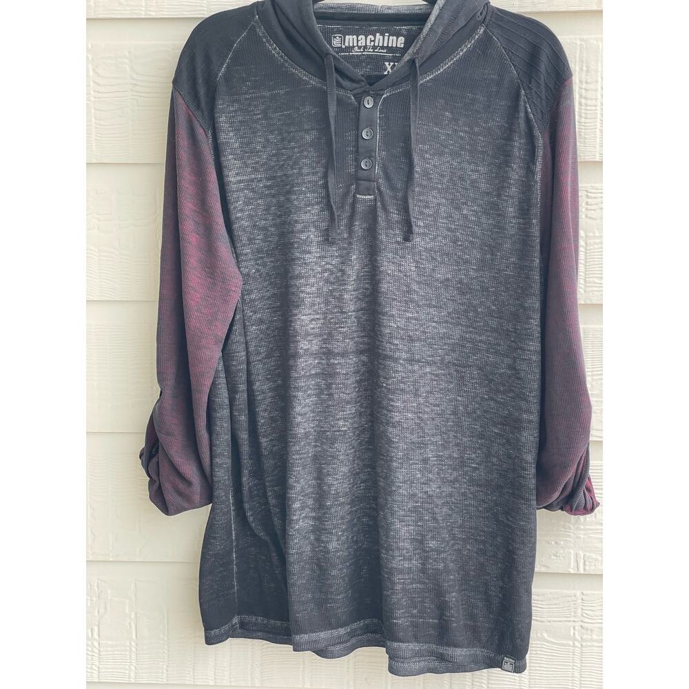 MK Machine ladies heathered 3 button hoodie XL black and red MOTO look